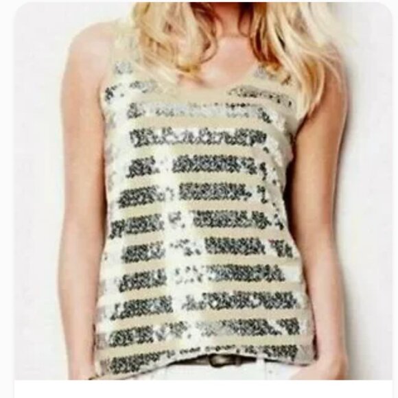 Garnet Hill Sequin Tank Top Size S - Picture 1 of 11
